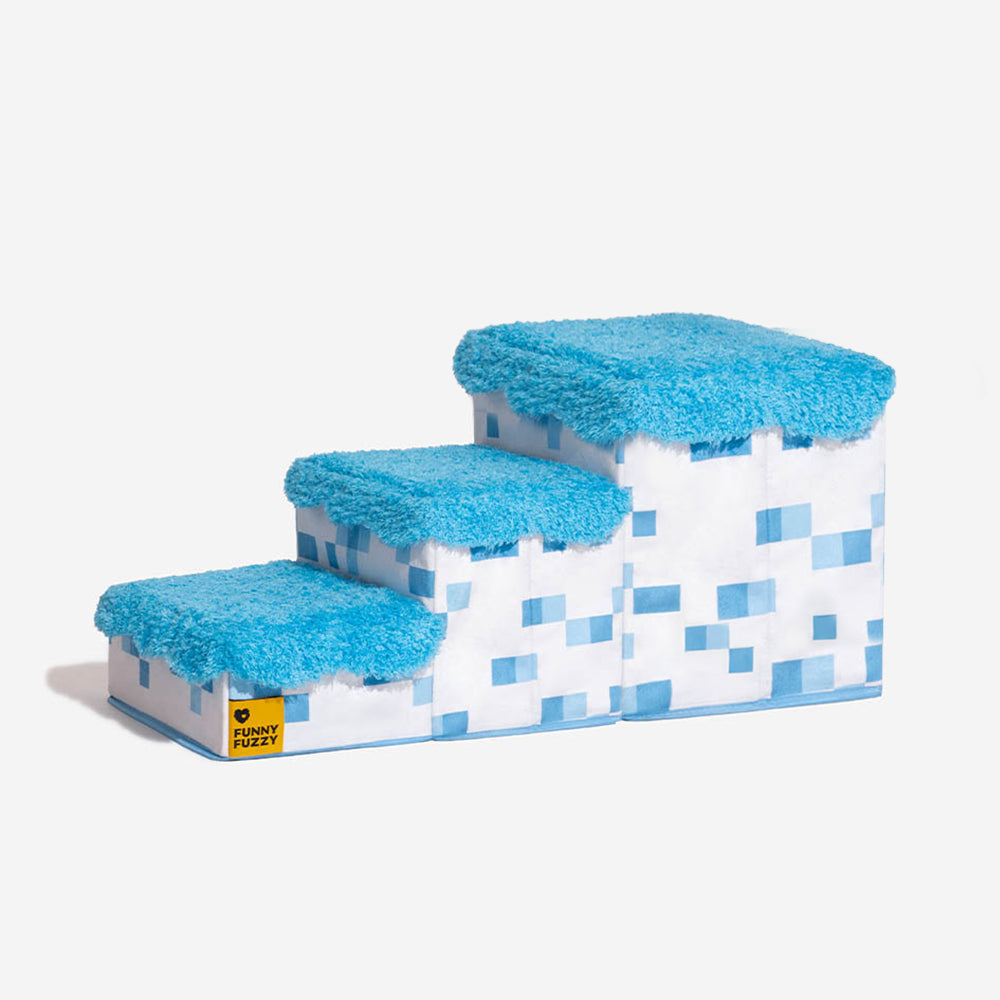 Retro Pixel Handcrafted Foldable Pet Stairs With S