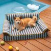 Stripe Waterproof Foldable Large Dog Sofa Bed - Su